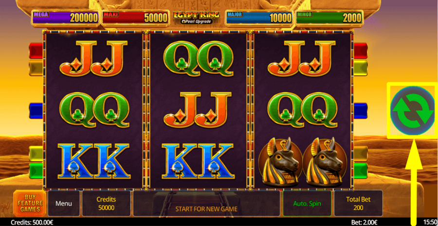Egypt King Pearl Upgrade Spin Button
