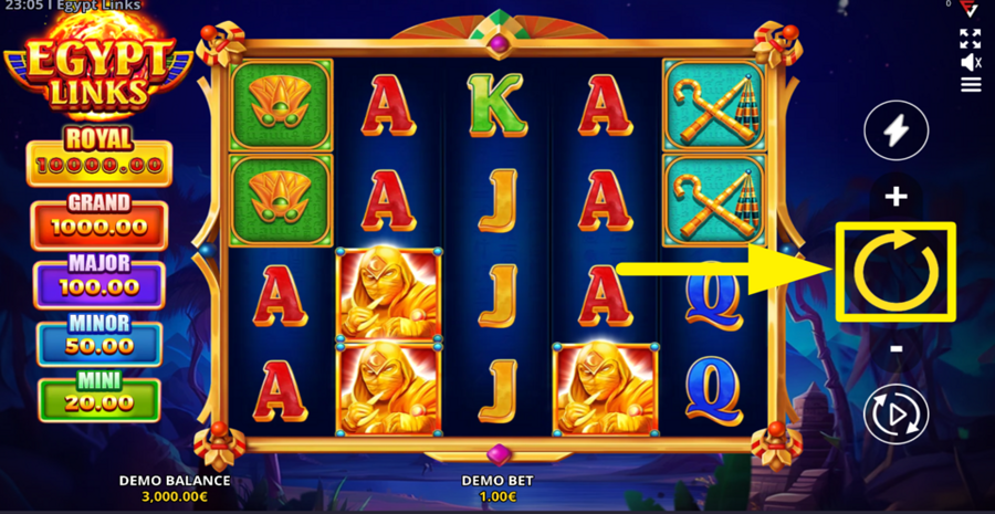 Egypt Links Running Wins Spin Button