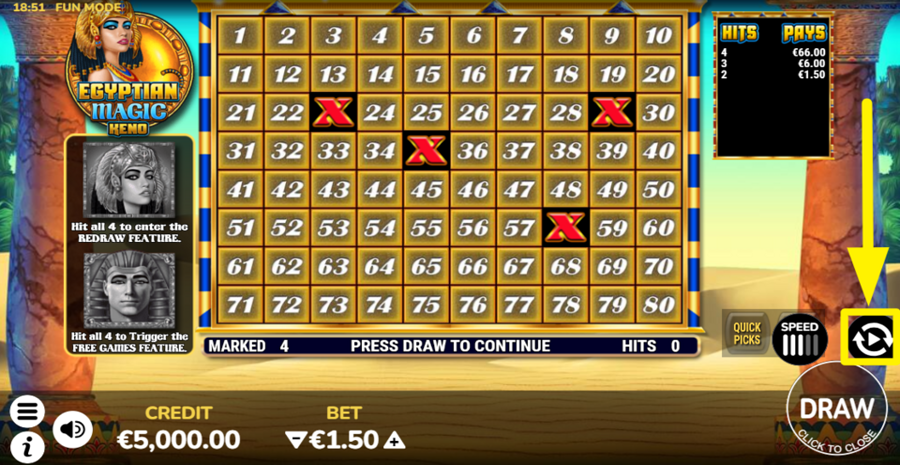 Egyptian Magic Keno Autoplay
