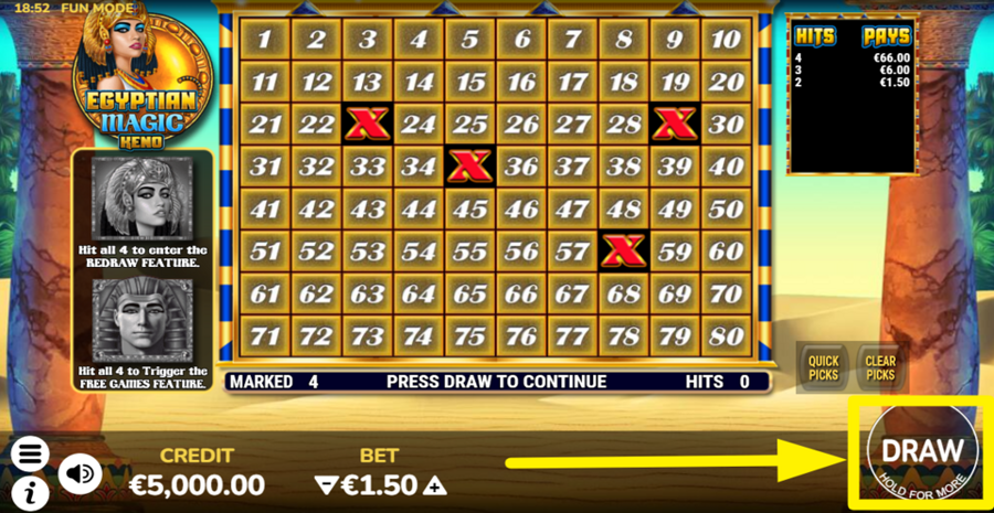 Egyptian Magic Keno Draw