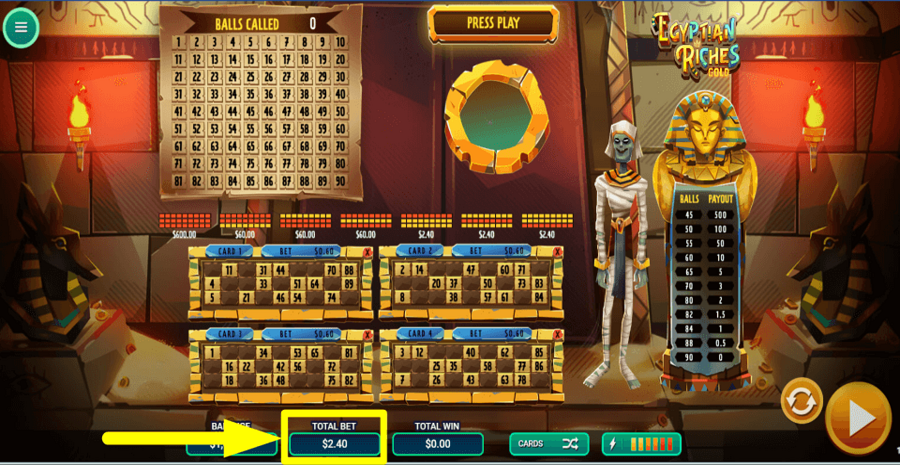 Egyptian Riches Gold Bet Value