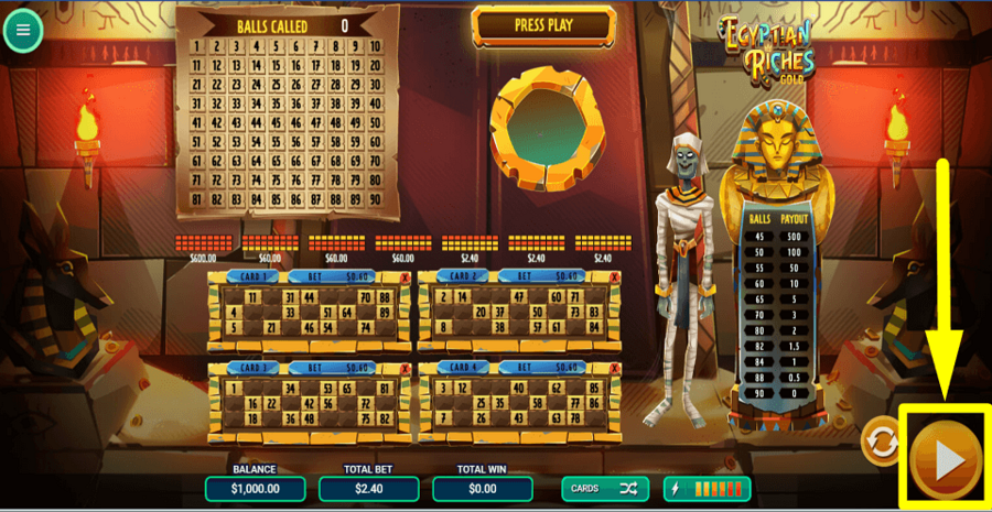 Egyptian Riches Gold Play Button