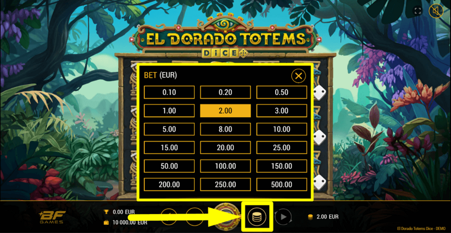 El Dorado Totems Dice Bet Value