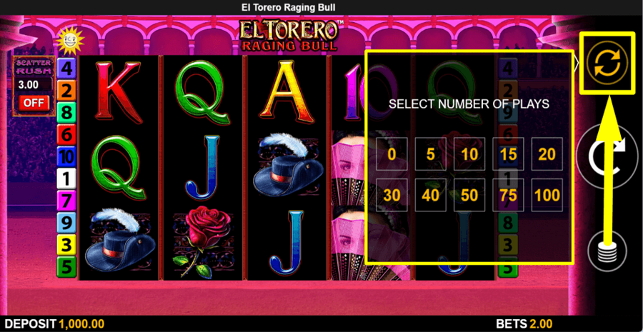 El Torero Raging Bull Autoplay Feature
