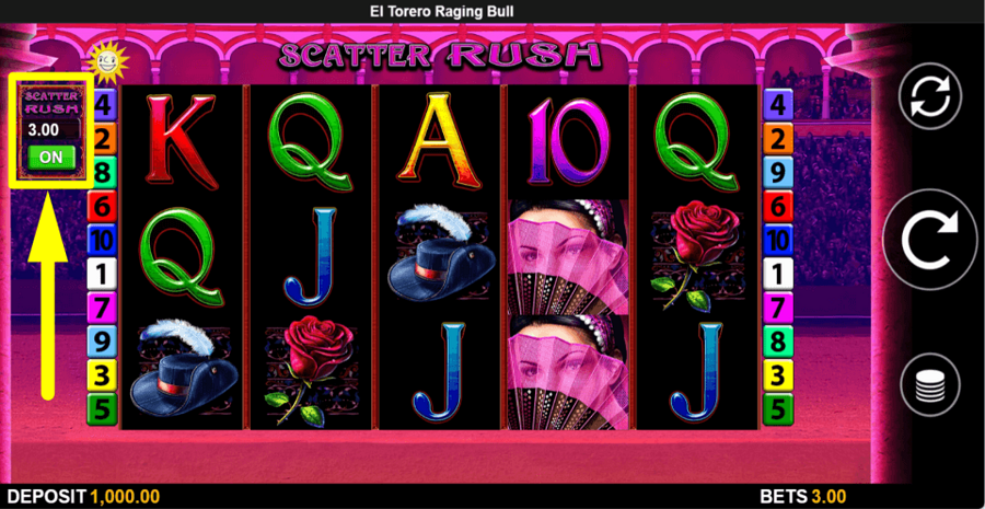 El Torero Raging Bull Scatter Rush Feature