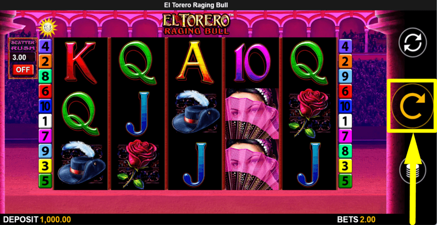 El Torero Raging Bull Spin Button