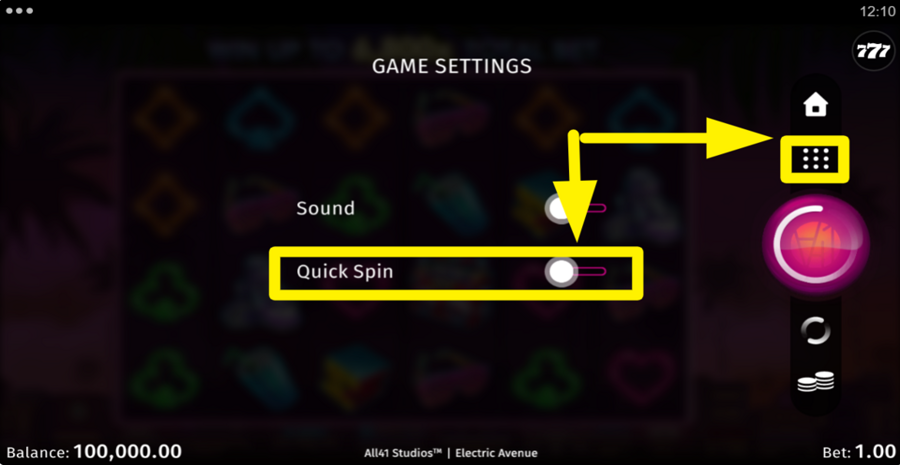 Electric Avenue Quickspin Feature