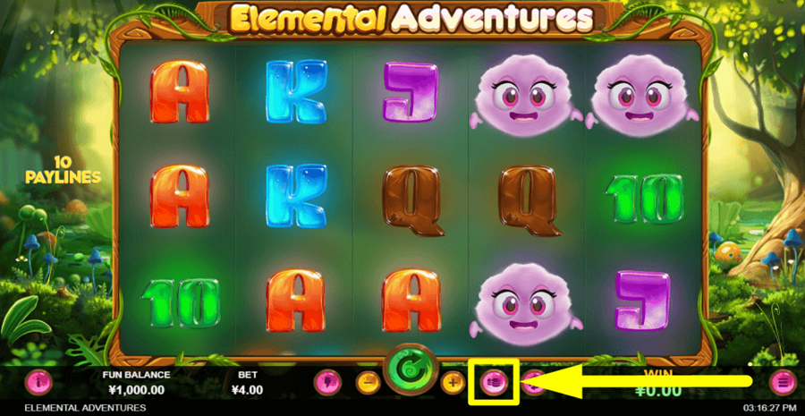 Elemental Adventures Max Bet Button