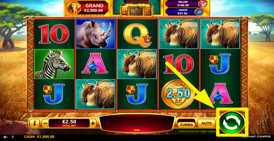 Elephant Stampede Spin Button