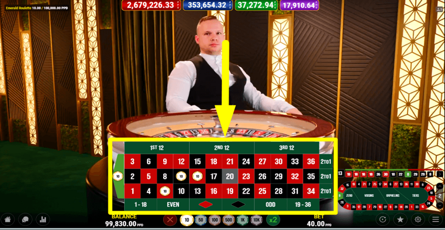 Emerald Roulette Place Bets