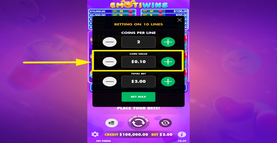 Emotiwins Adjust Coin Value