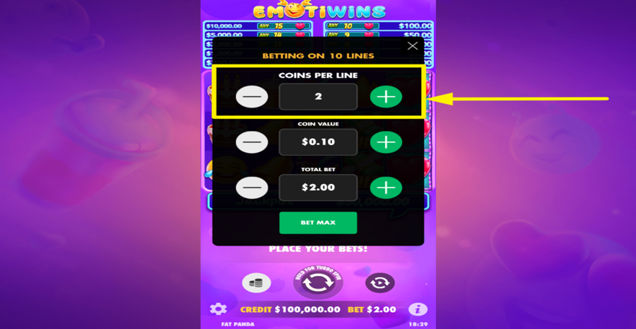 Emotiwins Adjust Coins Per Line