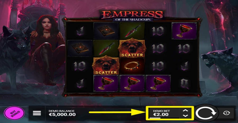 Empress Of The Shadows Adjust Bet