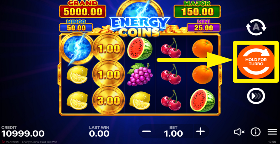 Energy Coins Hold And Win Spin Button