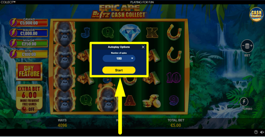 Epic Ape Blitz Cash Autoplay Feature