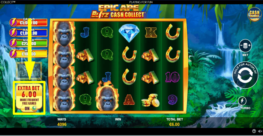 Epic Ape Blitz Cash Extra Bet Feature
