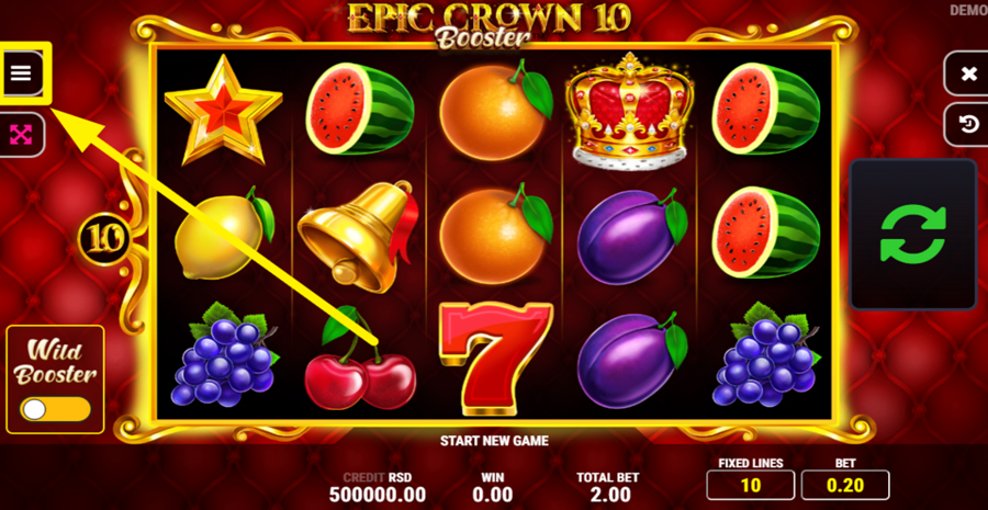 Epic Crown 10 Booster Adjust Bet
