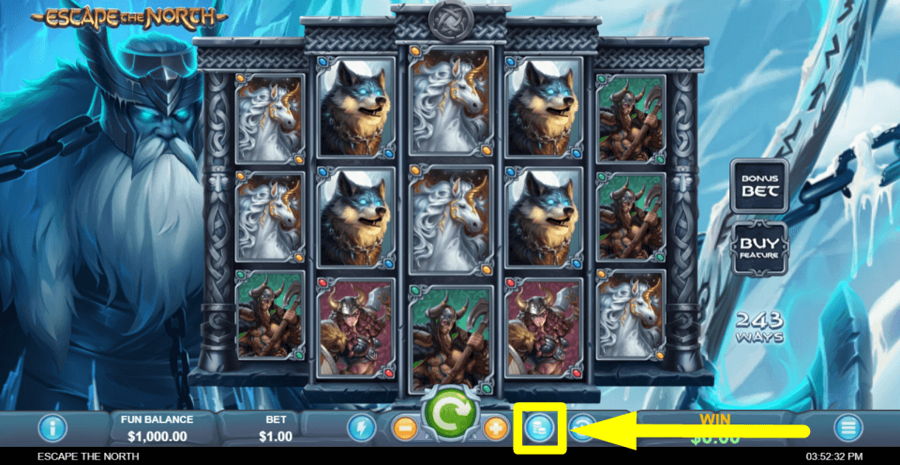 Escape The North Max Bet Button