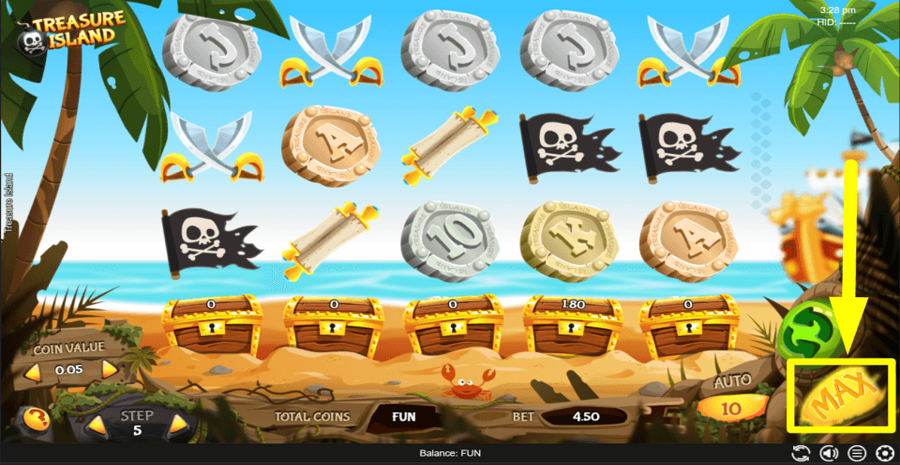 Espresso Games Treasure Island Max Button