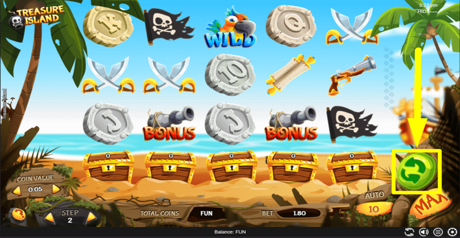 Espresso Games Treasure Island Spin Button