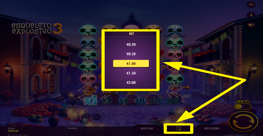 Esqueleto Explosivo 3 Adjust Bet