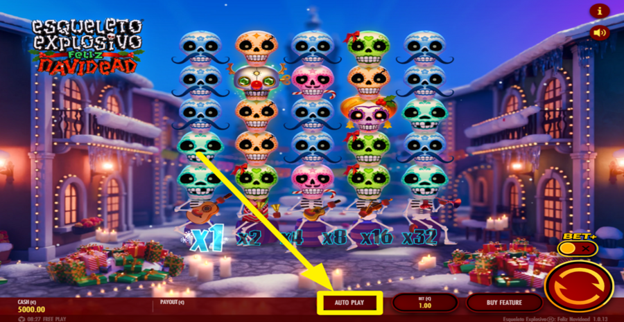 Esqueleto Explosivo Feliz Navidead Autoplay