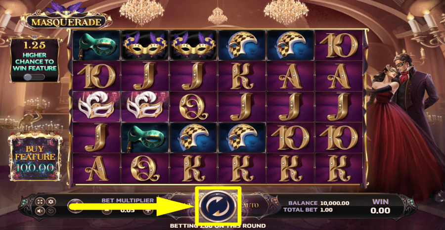 Eurasian Gaming Masquerade Spin Button