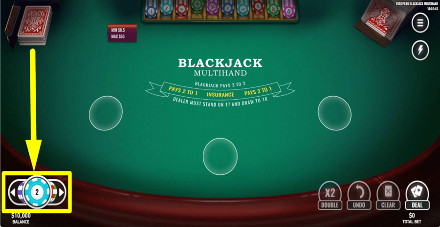 European Blackjack Multihand Bet Value