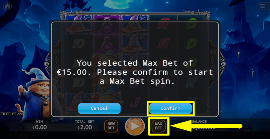 Evil Wizard Cat Max Bet Button