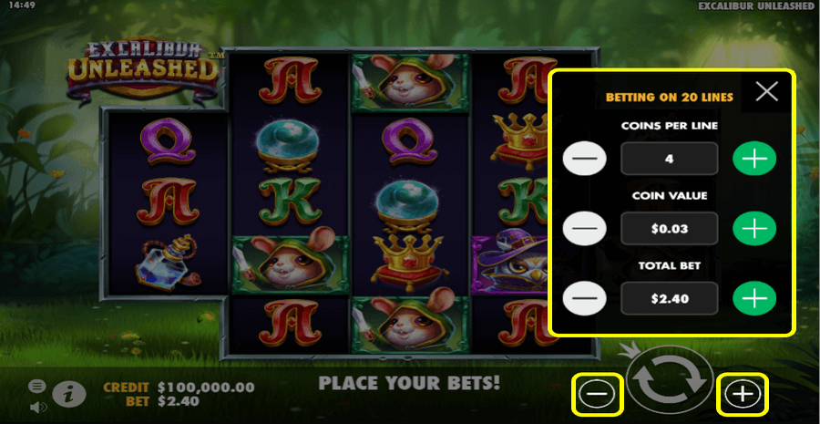 Excalibur Unleashed Bet Select