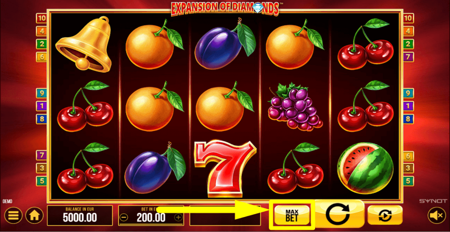Expansion Of Diamonds Max Bet Button