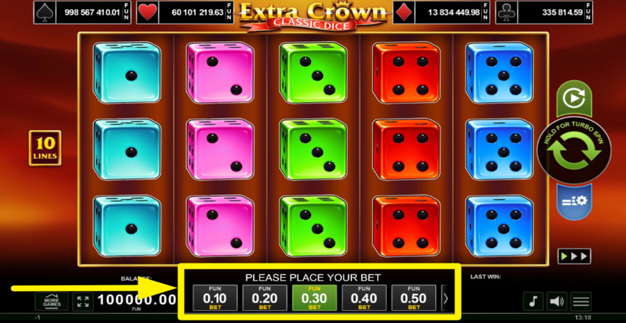 Extra Crown Classic Dice Adjust Bet