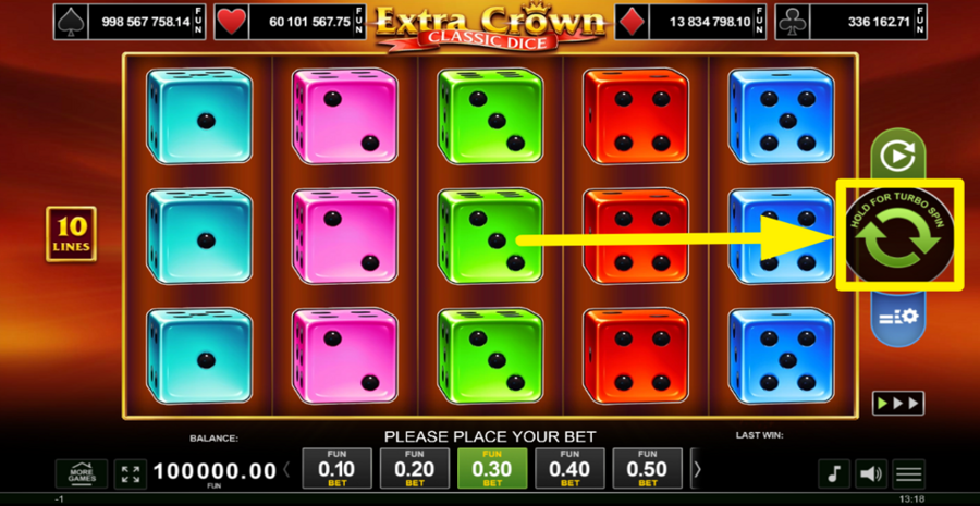 Extra Crown Classic Dice Spin