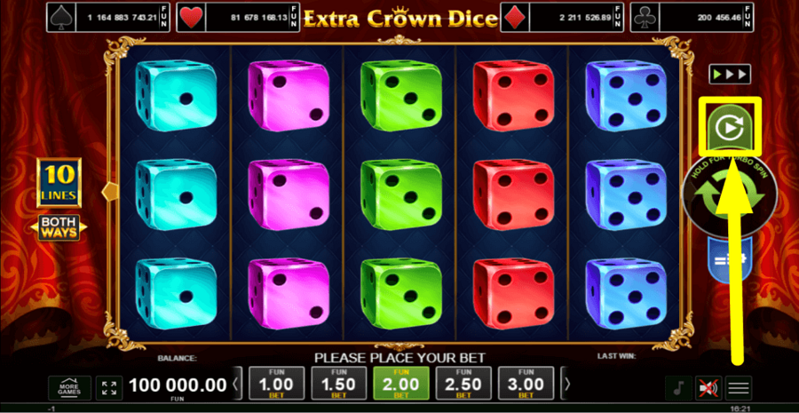 Extra Crown Dice Autoplay Feature