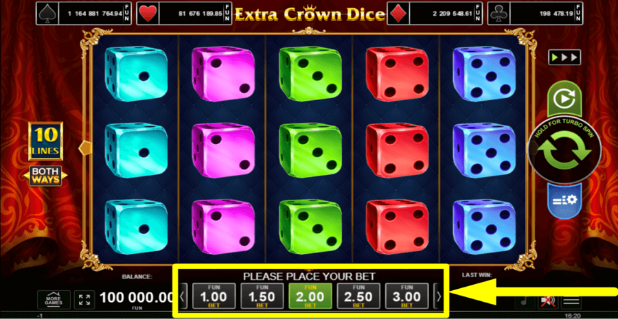 Extra Crown Dice Bet Value