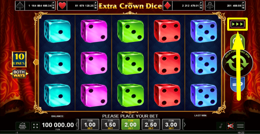 Extra Crown Dice Fast Play Feature