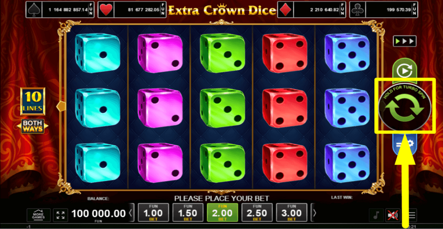 Extra Crown Dice Spin Button