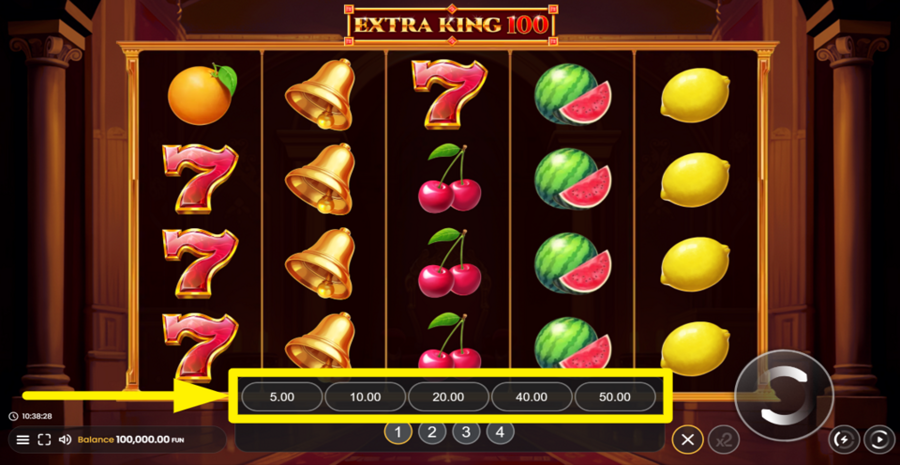 Extra King 100 Adjust Total Bet
