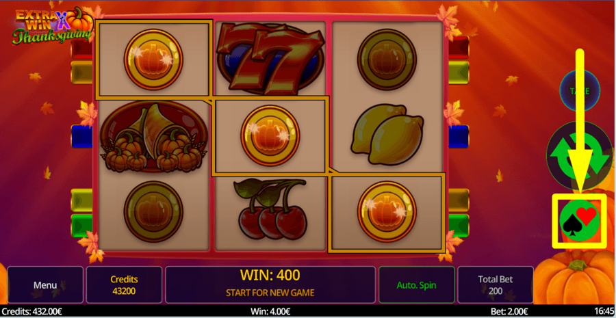 Extra Win X Thanksgiving Gamble Feature