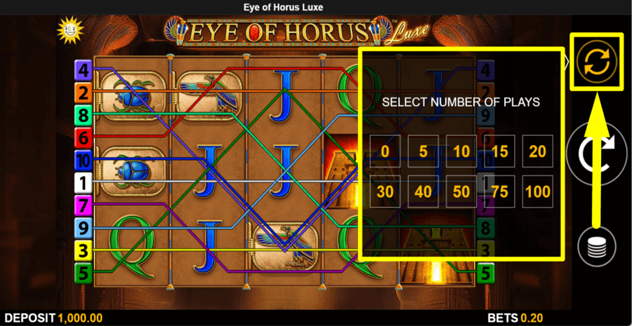 Eye Of Horus Luxe Autoplay Feature