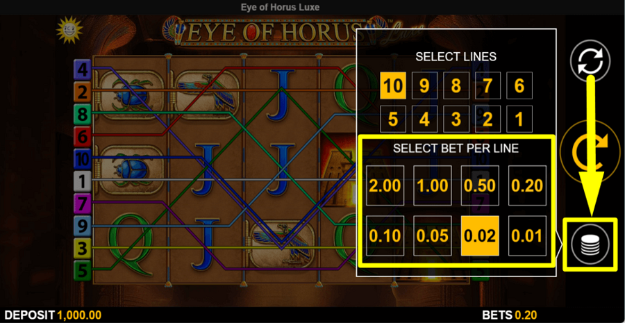 Eye Of Horus Luxe Bet Value