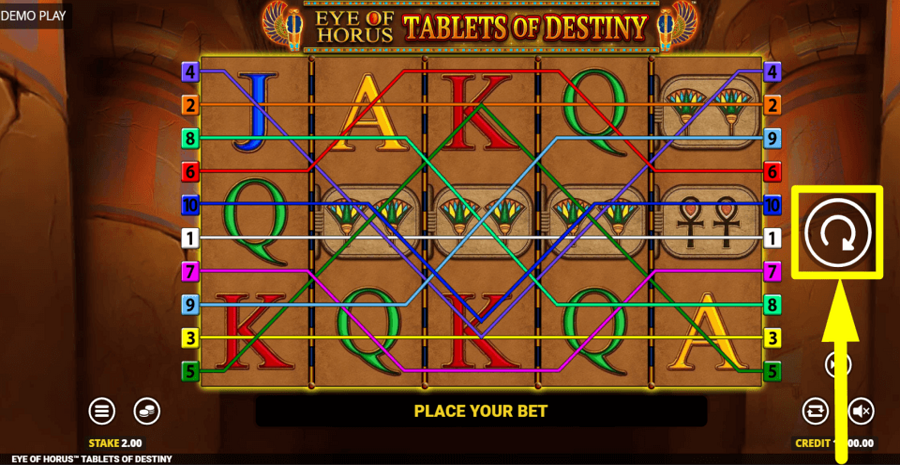 Eye Of Horus Tablets Of Destiny Spin Button