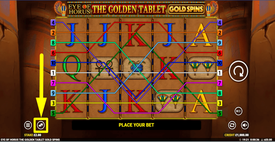 Eye Of Horus The Golden Tablet Gold Spins Bet Value