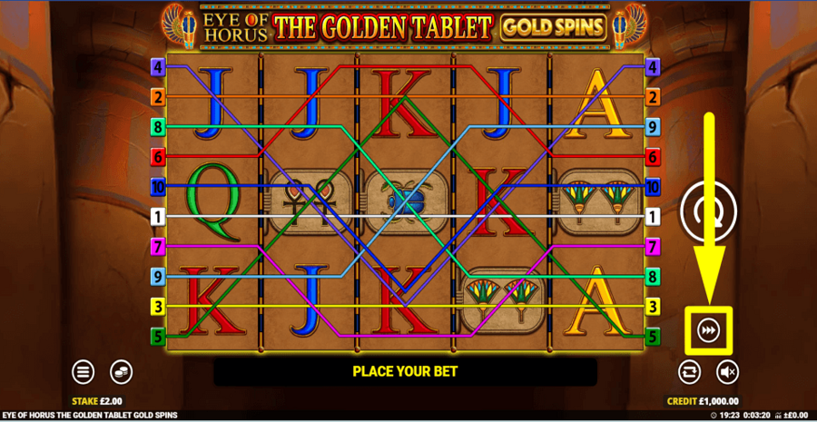 Eye Of Horus The Golden Tablet Gold Spins Turbo Feature