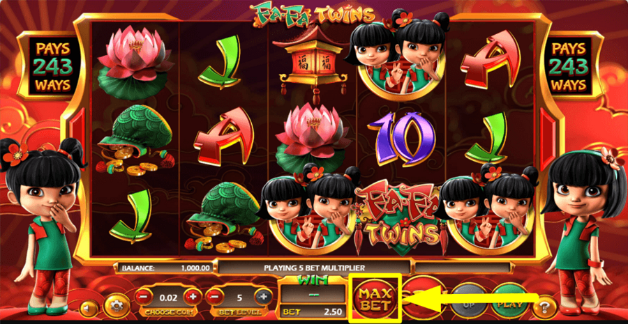 Fa Fa Twins Max Bet Button