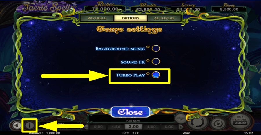 Faerie Spells Turbo Play Feature