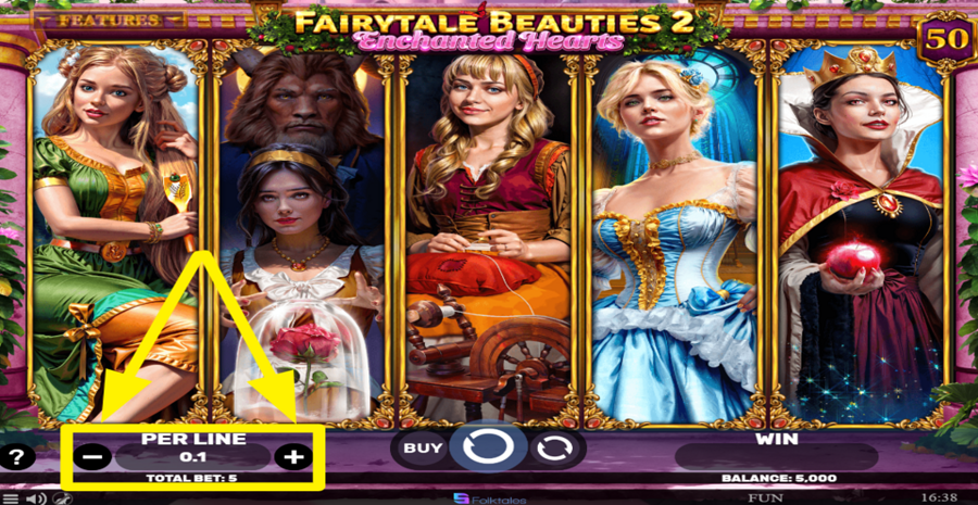 Fairytale Beauties 2 Enchanted Hearts Adjust Bet