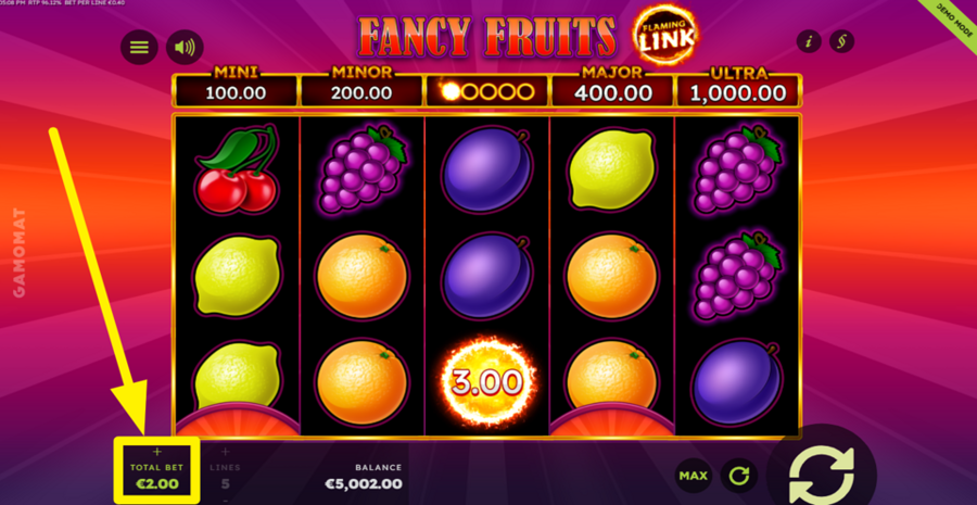 Fancy Fruits Flaming Link Adjust Bet