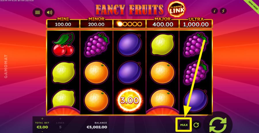 Fancy Fruits Flaming Link Max Bet
