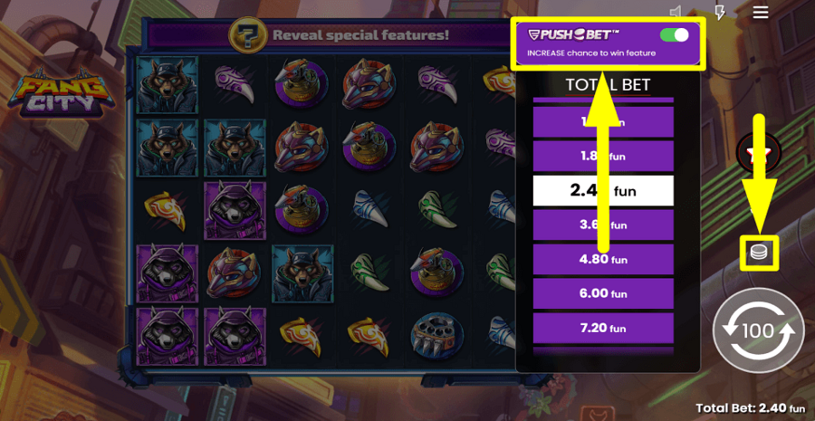 Fang City Push Bet Feature